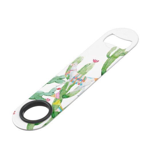Flesopener Boho Llama Bohemian Cacti Desert Flo Speed Flessenopener (Achterkant Gekanteld)