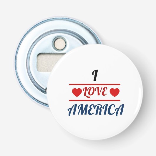 Flesopener - Ik hou van Amerika Button Flesopener (Voorkant)