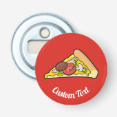 Flesopener in de vorm van een pizzapunt button flesopener (Voorkant)