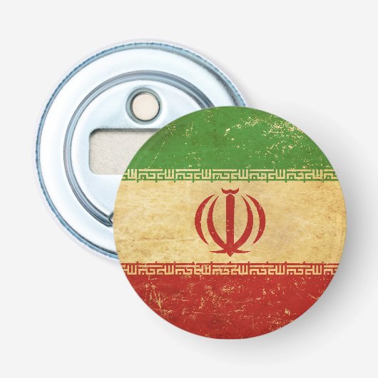 Flesopener Iraanse Vlag Vintage Design Button Flesopener (Voorkant)
