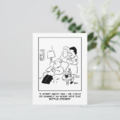 Flesopener letsel cartoon. grappig briefkaart (Staand voorkant)