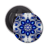 Flesopener met Blauw Wit Kleuren Design Button Flesopener (Voorkant)