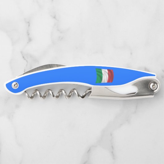 Flesopener met blauwe en witte Kurkentrekker (Achterkant)