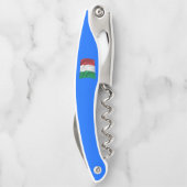 Flesopener met blauwe en witte Kurkentrekker (Achterkant)