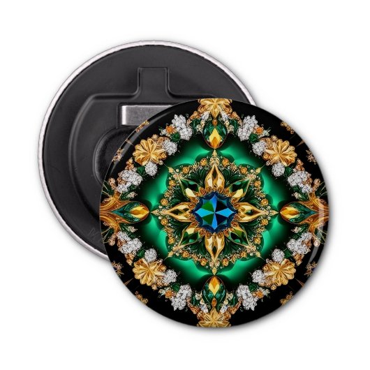 Flesopener met Braziliaanse kleuren Design Button Flesopener (Voorkant)