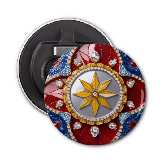 Flesopener met Colombiaanse kleuren Design Button Flesopener (Voorkant)