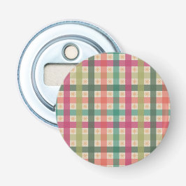 Flesopener met Gingham & Geometrisch Bloemenpatroo Button Flesopener