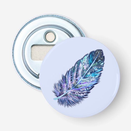 Flesopener met glinsterende veer button flesopener (Voorkant)