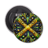 Flesopener met Jamaican Colors Design Button Flesopener (Voorkant)