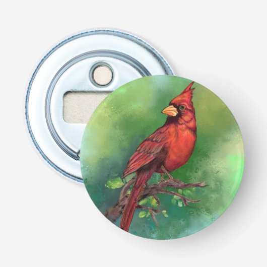 Flesopener met kardinaal button flesopener (Voorkant)
