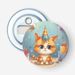 Flesopener met kat-thema oranje poes schattig button flesopener
