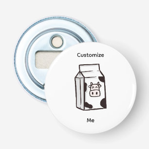Flesopener met koeienkarton, melkkarton button flesopener