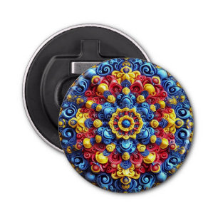 Flesopener met Roemeense kleuren Design Button Flesopener