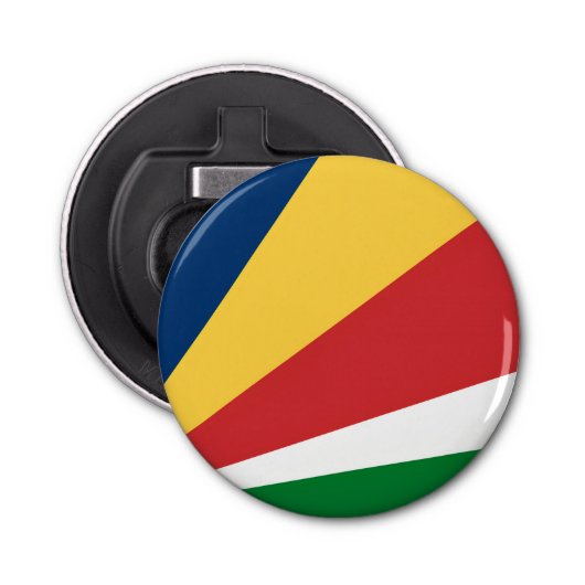 Flesopener met Seychellen Kleuren Design Button Flesopener (Voorkant)
