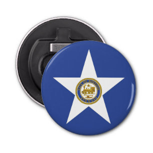 Flesopener met vlag van Houston Button Flesopener
