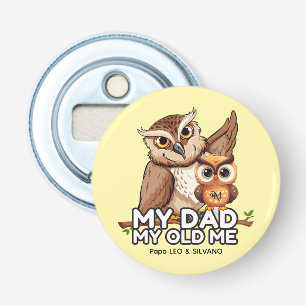 Flesopener: Mijn vader Mijn oude ik (geel) Button Flesopener
