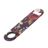 Flesopener Pruim Paarse Rozen Gouden Geometrische Speed Flessenopener (Voorkant Gekanteld)