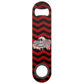 Flesopener schedel Rozen gothic Chevron rood en zw Speed Flessenopener (Voorkant)