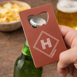 Flesopener Stijlvolle Geometrische Initiaal Mono Creditkaart Flessenopener