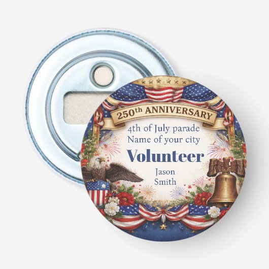 Flesopener ter ere van 250-jarig jubileum button flesopener (Voorkant)