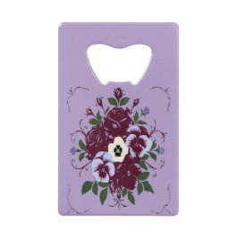 Flesopener van staal Boeket Viooltjes Creditkaart Flessenopener