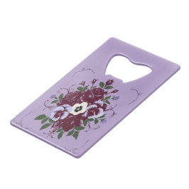 Flesopener van staal Boeket Viooltjes Creditkaart Flessenopener