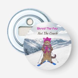 Flesopener, versnippert de Pow Ski Cat Button Flesopener