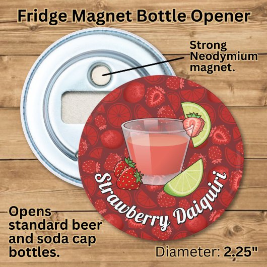 Flesopener voor Strawberry Daiquiri Button Flesopener