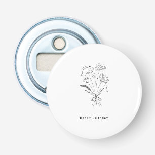 Flesopener voor verjaardagsboeket. zwart & wit button flesopener