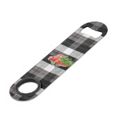 Flesopener XMAS Truck Baffalo Plaid Zwart Wit Speed Flessenopener (Voorkant Gekanteld)