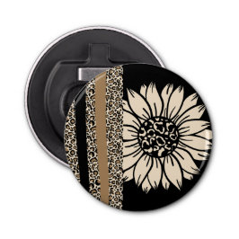 Flesopener: Zonnebloem Safari Button Flesopener