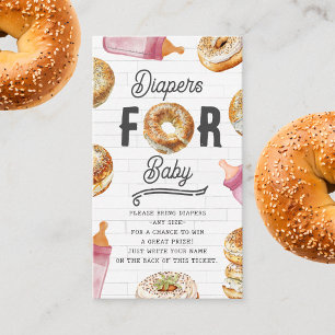 Flessen & Bagels Meisje Baby shower Luier Raffle Informatiekaartje