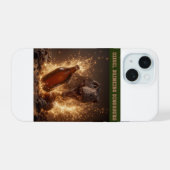 Flessen bier breken iPhone 15 case (Achterkant horizontaal)