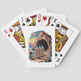 Flessen bij een grotingang pokerkaarten