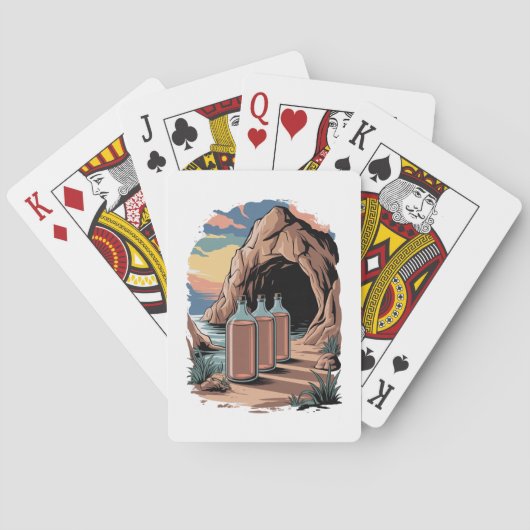 Flessen bij een grotingang pokerkaarten (Achterkant)
