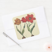 flessen, bloeiende Tulip Flowers en Bulbs Vierkante Sticker (Envelop)