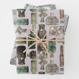 flessen & botanische texturen inpakpapier vel