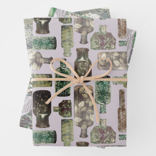 flessen & botanische texturen inpakpapier vel