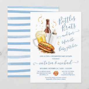 Flessen Brokken en Bier Oktoberfest Baby Shower Kaart
