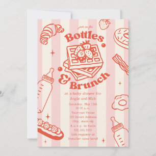 Flessen & Brunch Doodle Roze Meisje Baby Shower Kaart