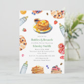 Flessen + Brunch Neutraal Baby shower Pannenkoek Kaart (Staand voorkant)