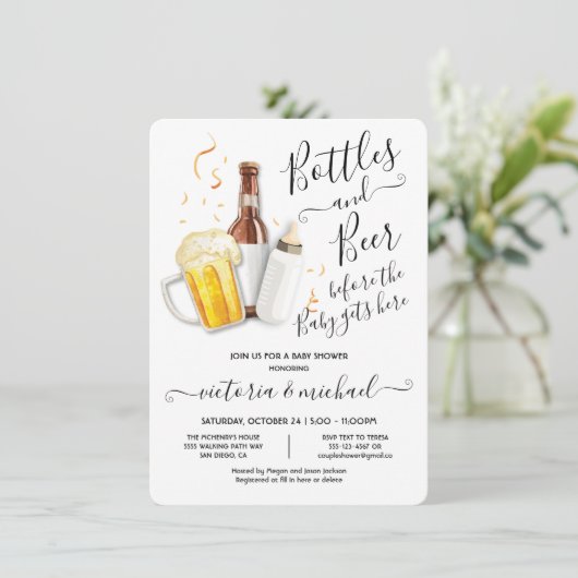 Flessen en Baby shower voor bier Kaart (Staand voorkant)