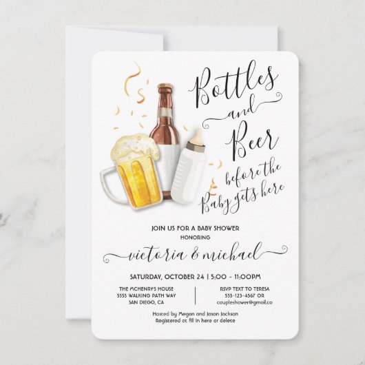 Flessen en Baby shower voor bier Kaart (Voorkant)
