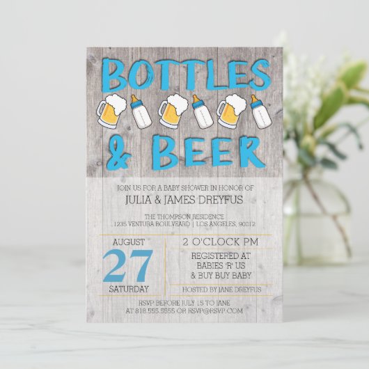 Flessen en Baby shower voor bier Kaart (Staand voorkant)