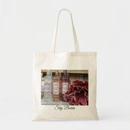 Flessen en bloemen tote bag
