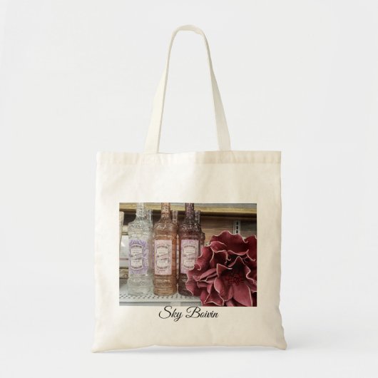 Flessen en bloemen tote bag (Voorkant)