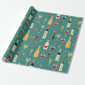 Flessen en glazen patroon cadeaupapier (Uitgerold)