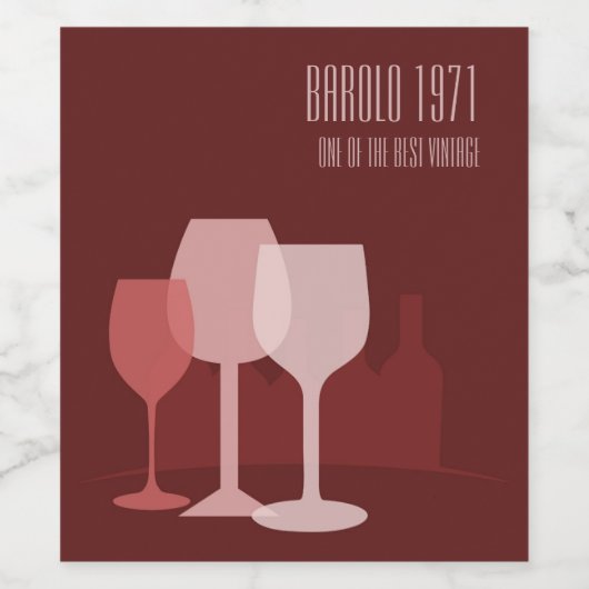 Flessen en glazen wijn etiket (Enkel label)