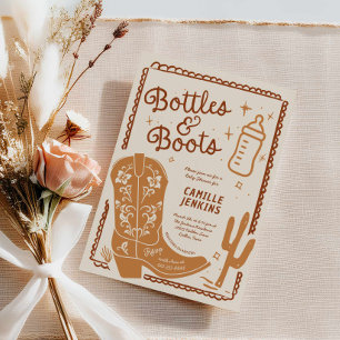 Flessen en laarzen Hand getrokken Baby shower Kaart