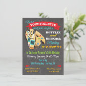 Flessen en penselen schilderen en Sip Art Party Kaart (Staand voorkant)